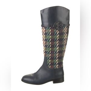 Tory Burch Plaid Leather Riding Boots, size 9 - worn once!